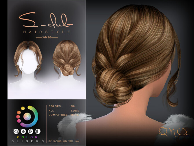 Sims 4 Elegante bun hairstyles (ANA) by S Club at TSR
