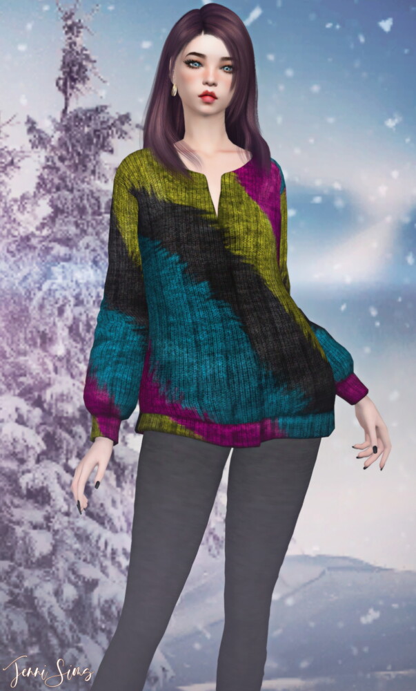 Sims 4 TOP SWEATER BASE GAME COMPATIBLE at Jenni Sims