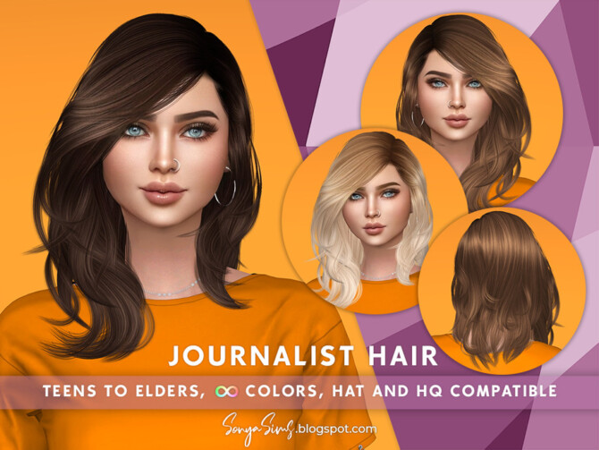Sims 4 Journalist Hair by SonyaSimsCC at TSR