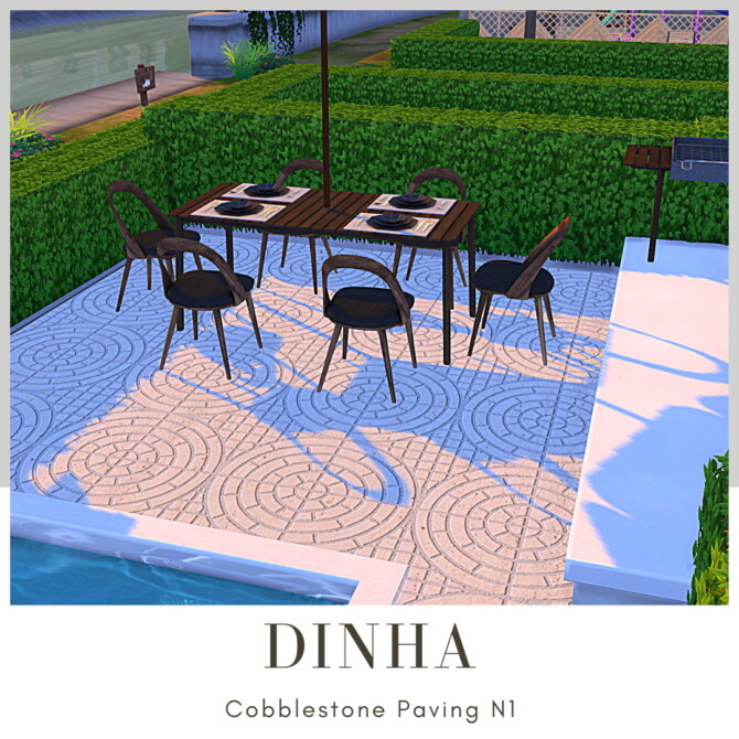 Sims 4 Cobblestone Paving N1 at Dinha Gamer