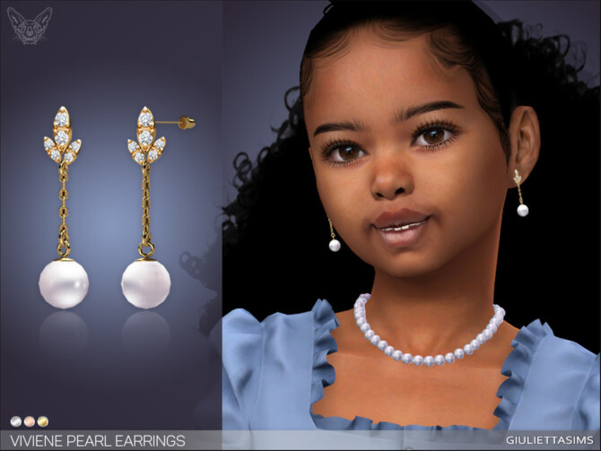 Sims 4 Viviene Pearl Earrings For Kids by feyona at TSR