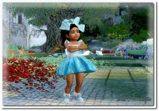 Sims 4 Elsa Dress, Bow, Shoes and 2 Acc Doll at Sims4 Boutique