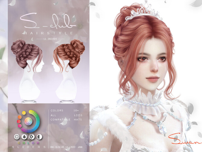 Sims 4 Ballet plate hair (swan) by S Club at TSR