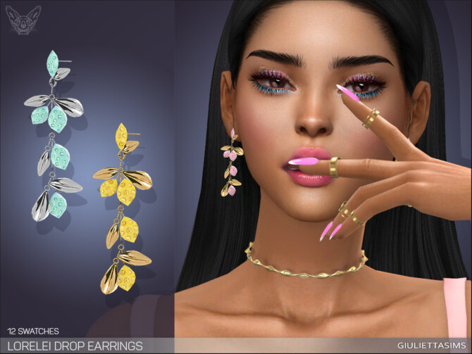 Sims 4 Lorelei Drop Earrings by feyona at TSR