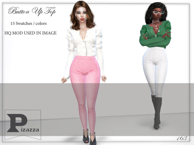Sims 4 Button up Top by pizazz at TSR