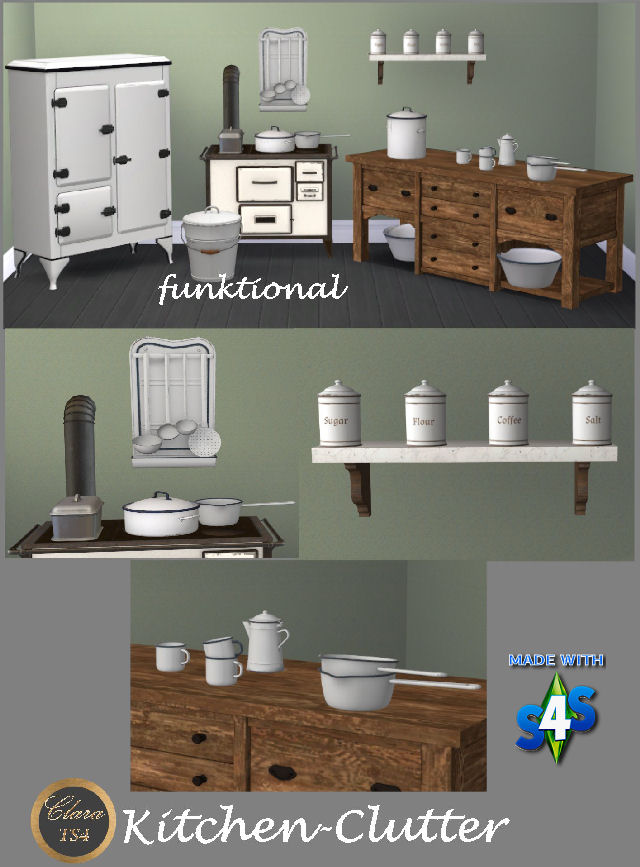 Sims 4 Walls and Floors, Statue, Livingroom and Kitchen clutter at All 4 Sims