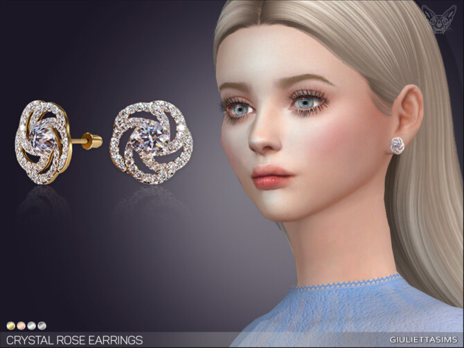 Sims 4 Crystal Rose Earrings by feyona at TSR