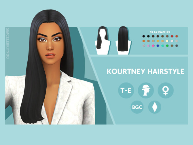 Sims 4 Kourtney Hairstyle by simcelebrity00 at TSR