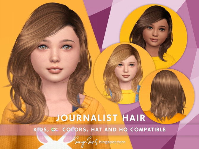 Sims 4 Journalist Hair KIDS by SonyaSimsCC at TSR