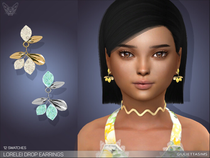 Sims 4 Lorelei Drop Earrings For Kids by feyona at TSR