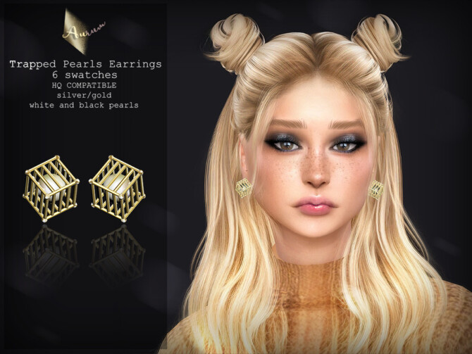Trapped Pearls Earrings by AurumMusik at TSR » Sims 4 Updates
