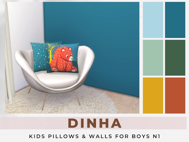 Sims 4 Kids Pillows & Walls For Boys N1 at Dinha Gamer