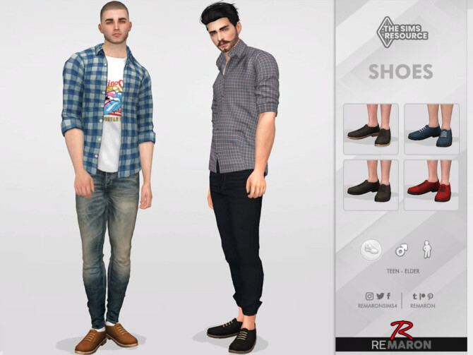 Sims 4 Leather Shoes for male by remaron at TSR