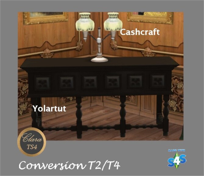 Sims 4 Sideboard and lamp conversion by Clara at All 4 Sims