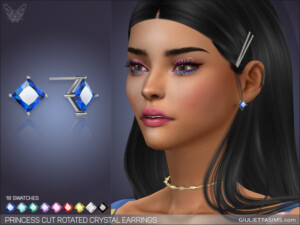 Princess Cut Rotated Crystal Earrings at Giulietta