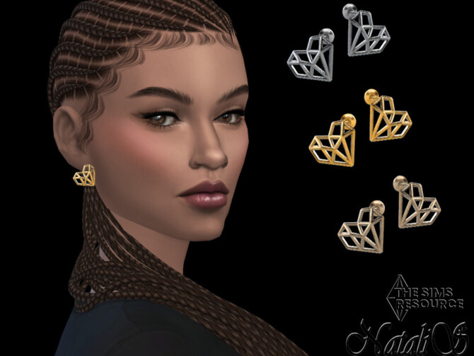 Sims 4 Origami heart stud earrings by NataliS at TSR