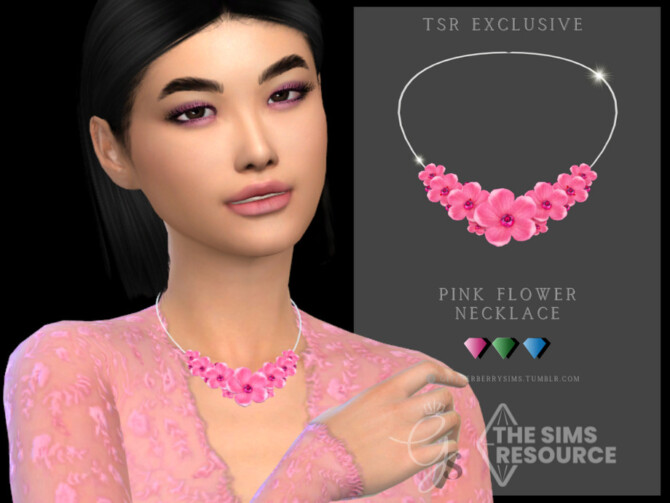 Sims 4 Pink Flower Necklace by Glitterberryfly at TSR