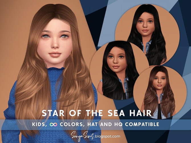 Sims 4 Star of The Sea KIDS Hair by SonyaSimsCC at TSR