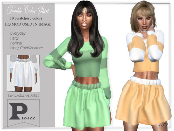 Sims 4 Double Color Skirt by pizazz at TSR