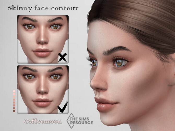 Sims 4 Skinny face countour (Tattoo) by coffeemoon at TSR