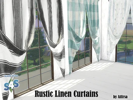 Sims 4 Rustic Linen Curtains at Aifirsa
