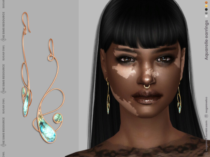 Sims 4 Aquarelle earrings by sugar owl at TSR