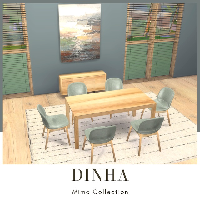Sims 4 Mimo Collection | TV Stand, Dining Table, Chair, Rugs, Paintings at Dinha Gamer