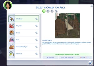 Adventurer (Part-Time) Career by BosseladyTV at Mod The Sims 4