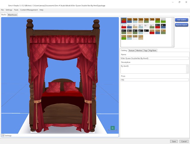 Sims 4 Queen Bed Double Modified at Anna Quinn Stories