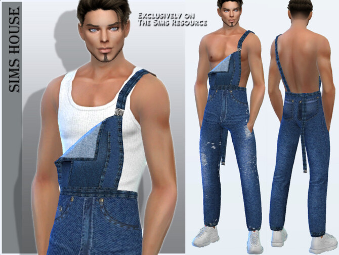 Sims 4 Mens denim jumpsuit by Sims House at TSR