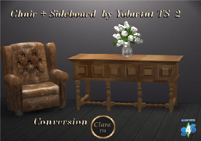 Sims 4 Chair and Sideboard Conversion at All 4 Sims
