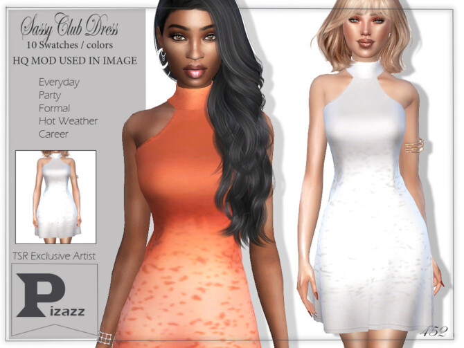 Sims 4 Club Dress by pizazz at TSR