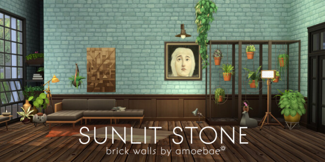Sims 4 SUNLIT STONE BRICK WALLS at Picture Amoebae