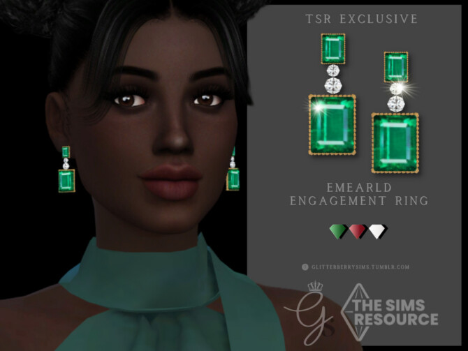 Sims 4 Emerald Engagement Earrings by Glitterberryfly at TSR