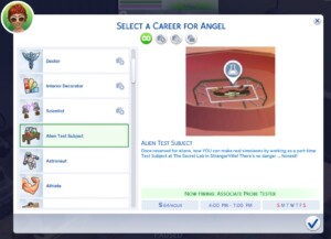 Alien Test Subject (Part-Time) Career by BosseladyTV at Mod The Sims 4