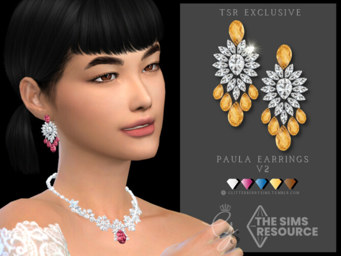 Sims 4 Paula Earrings V2 by Glitterberryfly at TSR