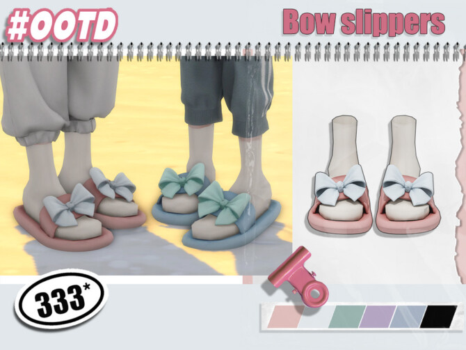 Sims 4 333 Bow slippers by asan333 at TSR