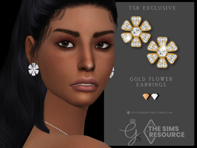 Sims 4 Gold Flower Earrings by Glitterberryfly at TSR