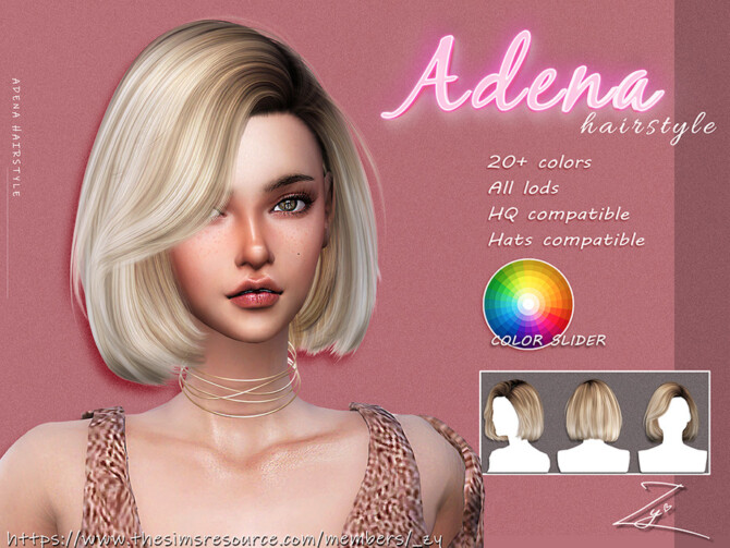 Sims 4 Adena Hairstyle (medium bob hairstyle) by  zy at TSR