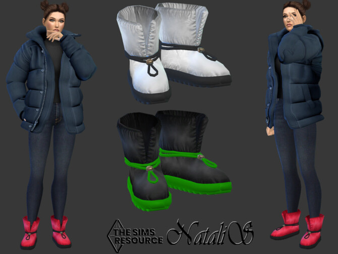 Sims 4 Blow quilted snow boots by NataliS at TSR