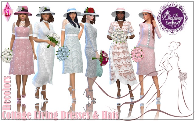 Sims 4 Cottage Living Wedding Dresses & Hats at Annett’s Sims 4 Welt