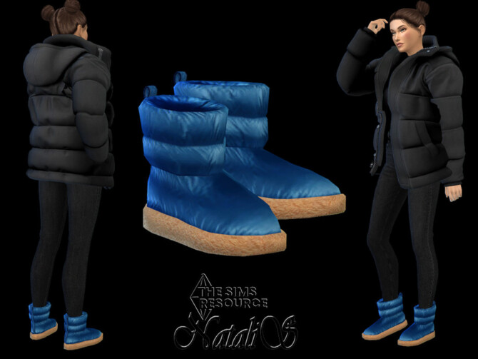 Sims 4 Padded winter ankle boots by NataliS at TSR