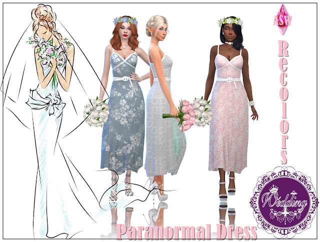 Sims 4 Wedding Paranormal Dress at Annett’s Sims 4 Welt
