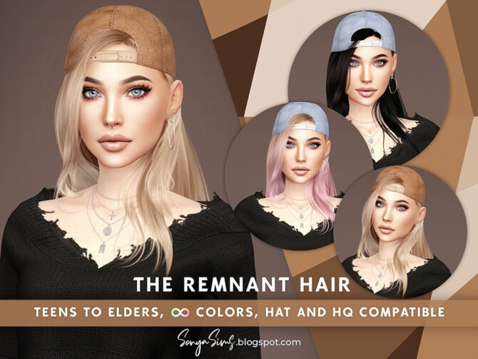 Sims 4 The Remnant Hair by SonyaSimsCC at TSR
