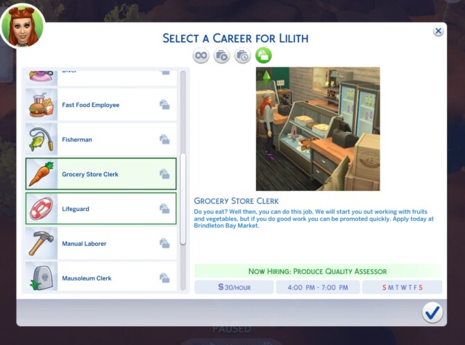 Sims 4 Grocery Store Clerk (Part Time) Career by BosseladyTV at Mod The Sims 4