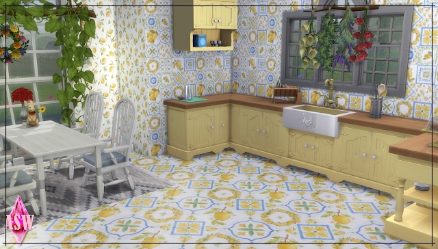 Sims 4 Citrus Tiles Wallpaper & Floors at Annett’s Sims 4 Welt