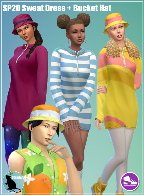 Sims 4 Sweat Dress and Bucket Hat at Standardheld