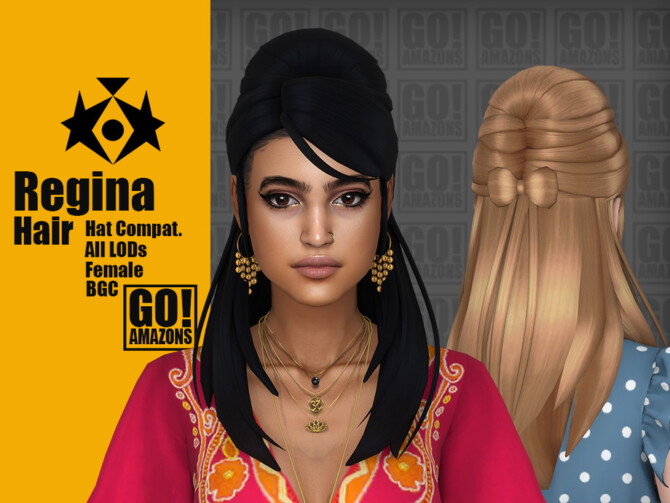 Sims 4 Regina Hair by GoAmazons at TSR