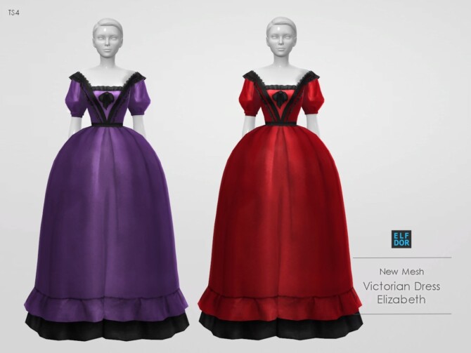 Sims 4 Victorian Dress Elizabeth at Elfdor Sims