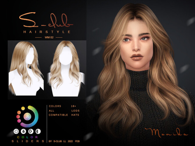 Sims 4 Curly long hairstyle by S CLUB at TSR
